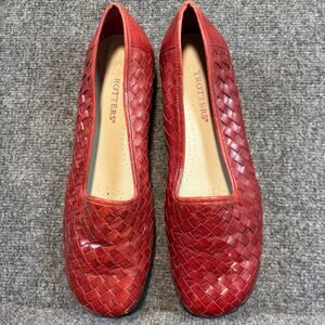 Trotters Red Woven Leather Slip On Loafer Comfort Flats Women Size 12 Walking